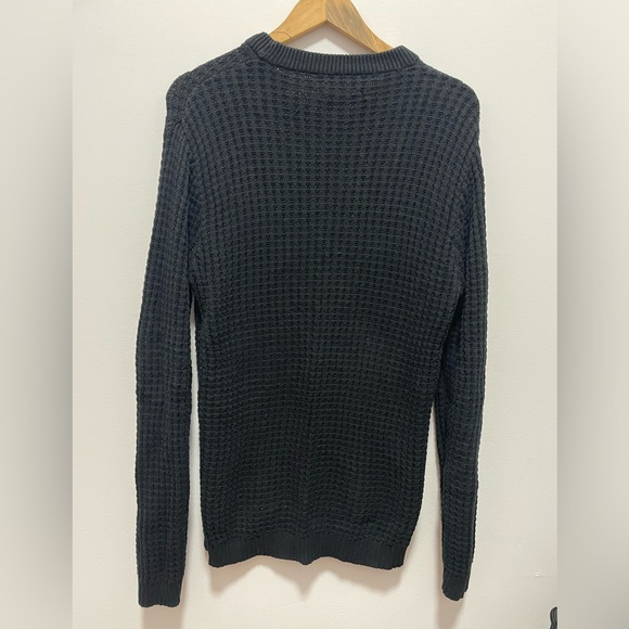 Ch. Chapter Size Medium Black waffle Knit Sweater Long Sleeve Wool Blend - Picture 2 of 4